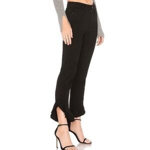 PAIGE Straight Ankle Black Frayed Hem Jeans